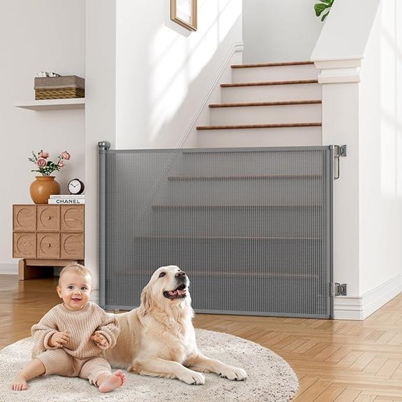 Babepai Retractable Baby Gate 55 Wide Gray