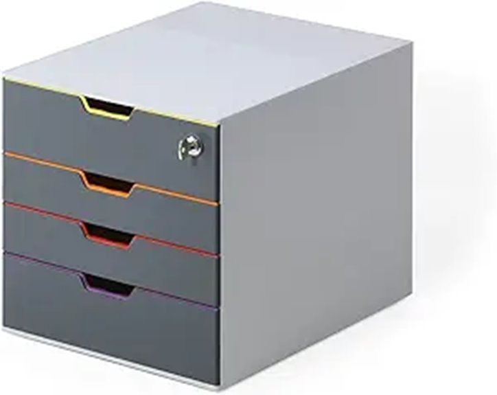 VARICOLOR Lockable 4-Drawer Filing Unit Gray