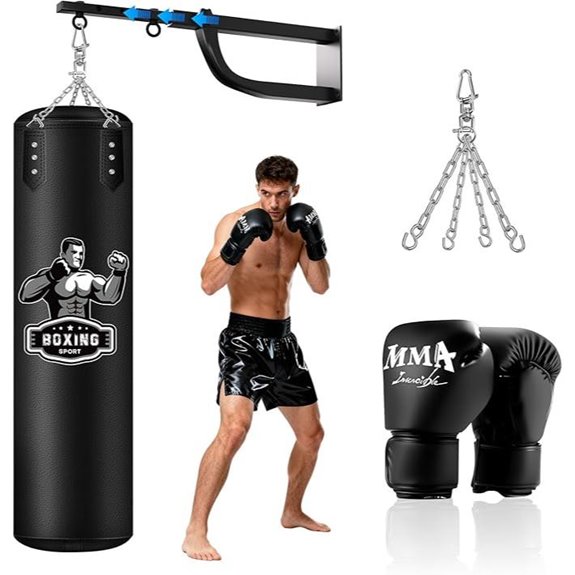 Hanging Punching Bag Set with Gloves and Wall Mount