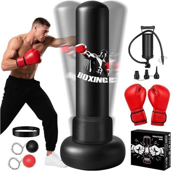 Freestanding Heavy Boxing Bag Set with Gloves and Pump