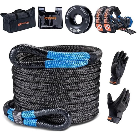 RUGCEL 34,000 lbs Kinetic Tow Rope & Accessories