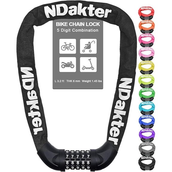 NDakter Heavy Duty 5-Digit Bike Chain Lock