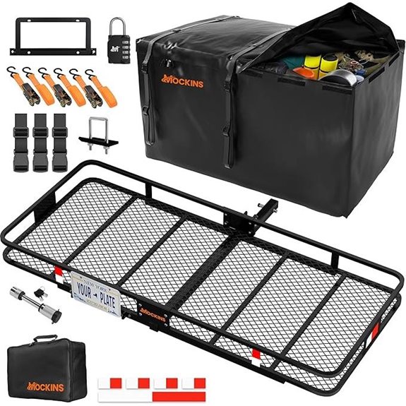 Mockins 70x30x6 Hitch Cargo Carrier with Waterproof Bag