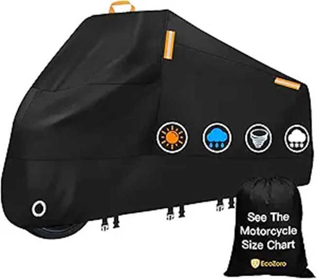 Heavy Duty Motorcycle Cover Waterproof All-Season Fits Up to 96.5
