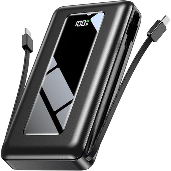 Portable 50000mAh Power Bank with Built-in Cables