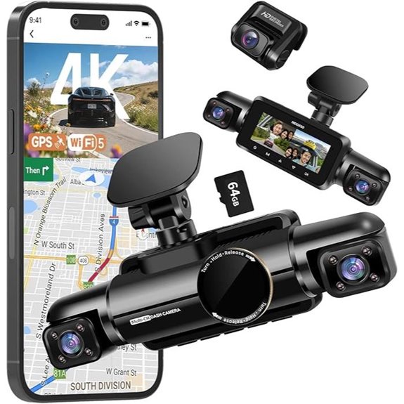 4K+1080P 360° Car Dash Cam with Night Vision
