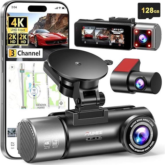 4K+2K 3-Channel Dash Cam with GPS and Night Vision