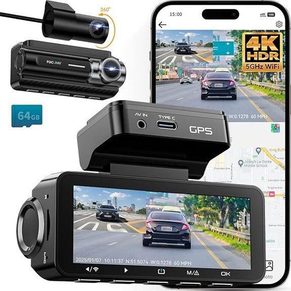 4K Dual Dash Cam with WiFi GPS Night Vision