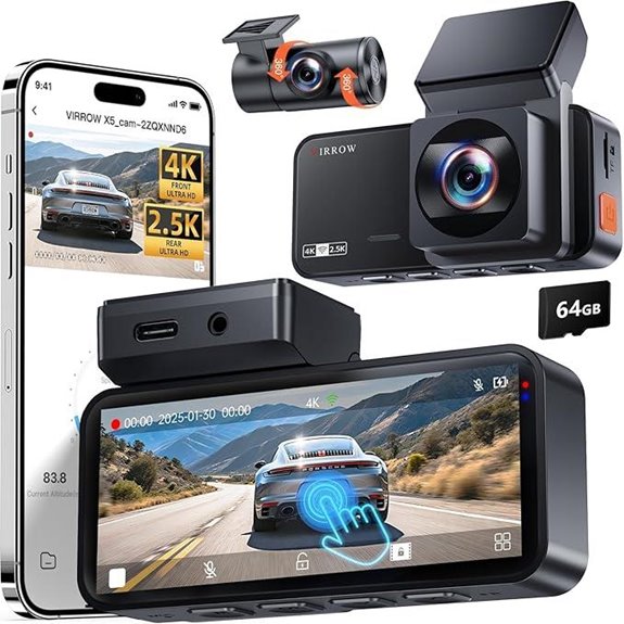4K+2.5K Dual Dash Camera with WiFi & Night Vision
