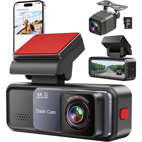 4K+2K Front & Rear Dash Cam with Night Vision
