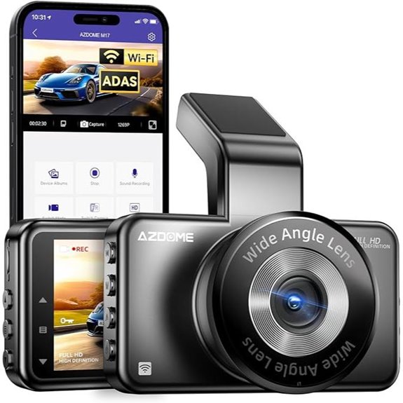 AZDOME 1296P WiFi Dash Cam with Night Vision