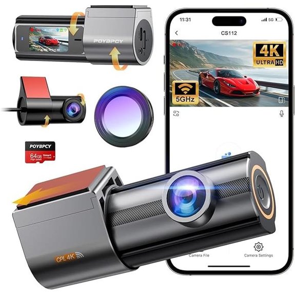 4K Front & Rear Dash Cam with WiFi and Night Vision
