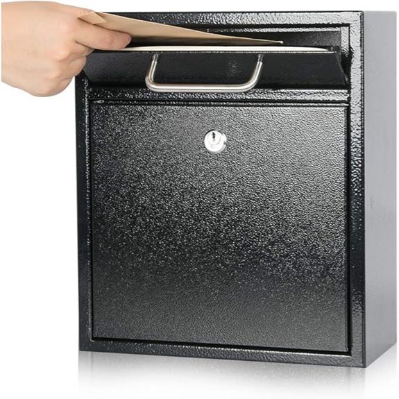 KYODOLED Locking Wall Mount Mailbox Black Large