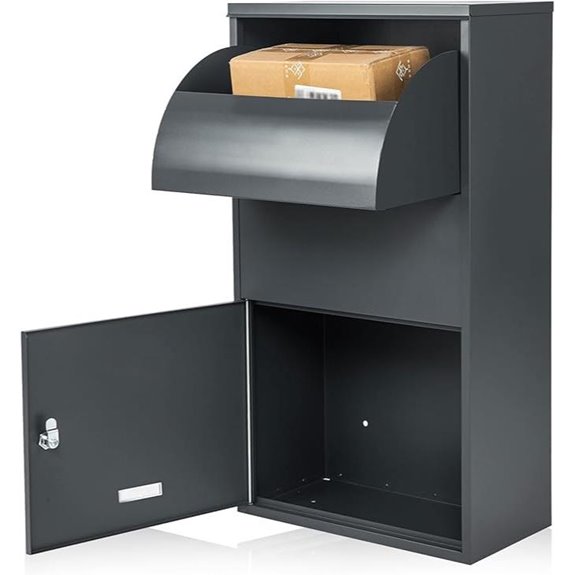 Large Wall-Mounted Steel Mailbox with Lock