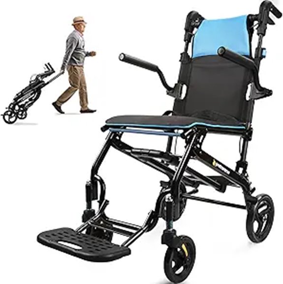 Ultra-Lightweight Foldable Transport Wheelchair for Seniors