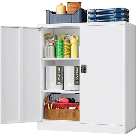 Metal Storage Cabinet with Lockable Doors