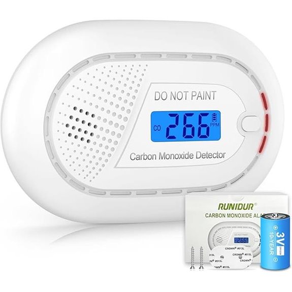 Carbon Monoxide Detector with 10-Year Battery LCD