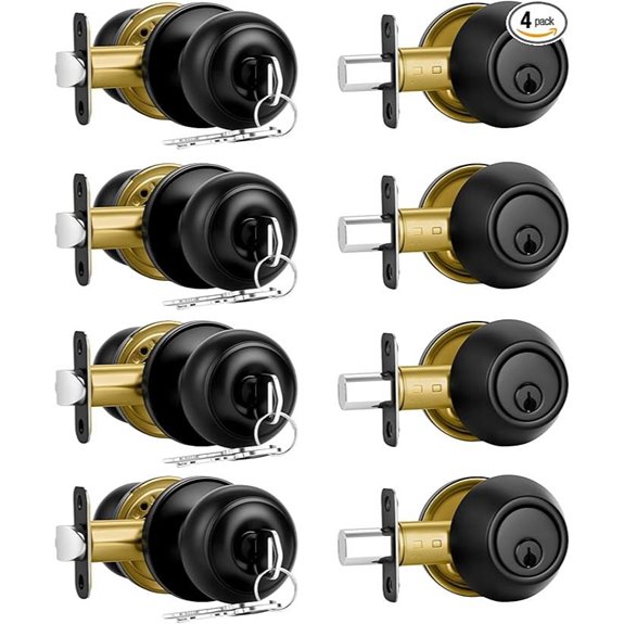 4-Pack Matte Black Front Door Lock Set
