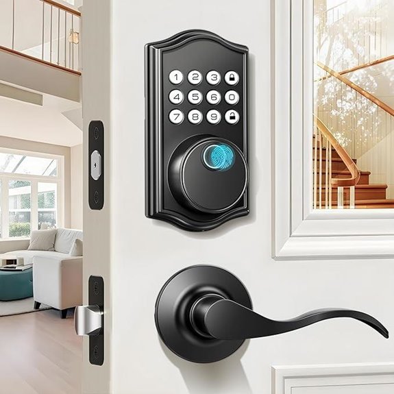 Keyless Smart Deadbolt Lock with Handle (Matte Black)