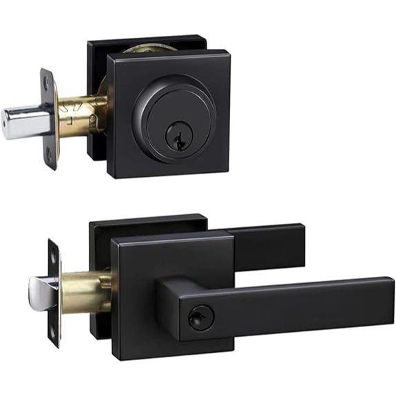 Matte Black Front Door Lock Set with Deadbolt