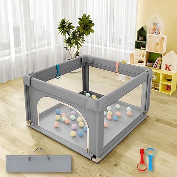 Baby Playpen with Mesh Gates and Pull-Up Ring