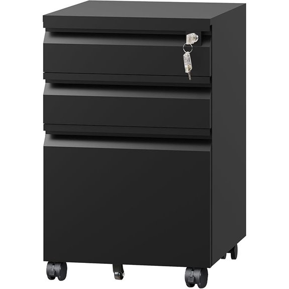 DEVAISE 3-Drawer Metal File Cabinet with Lock