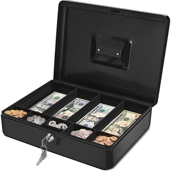 Flexzion Metal Cash Box with Lock and Tray