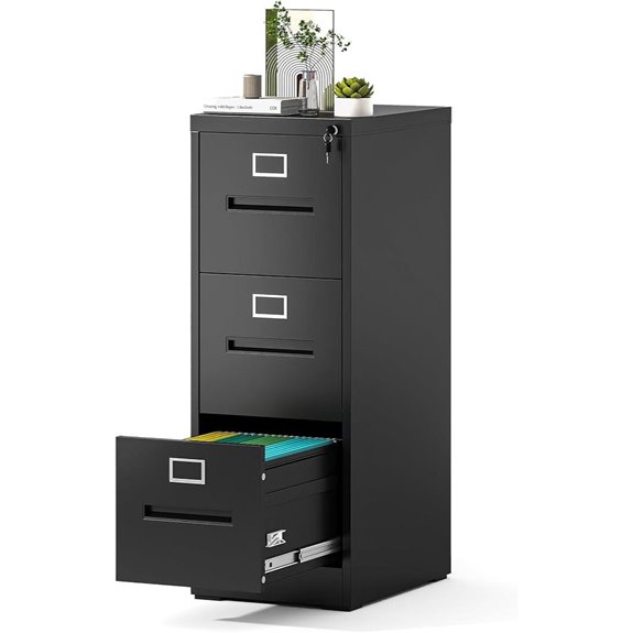 3-Drawer Locking Metal File Cabinet for Home Office