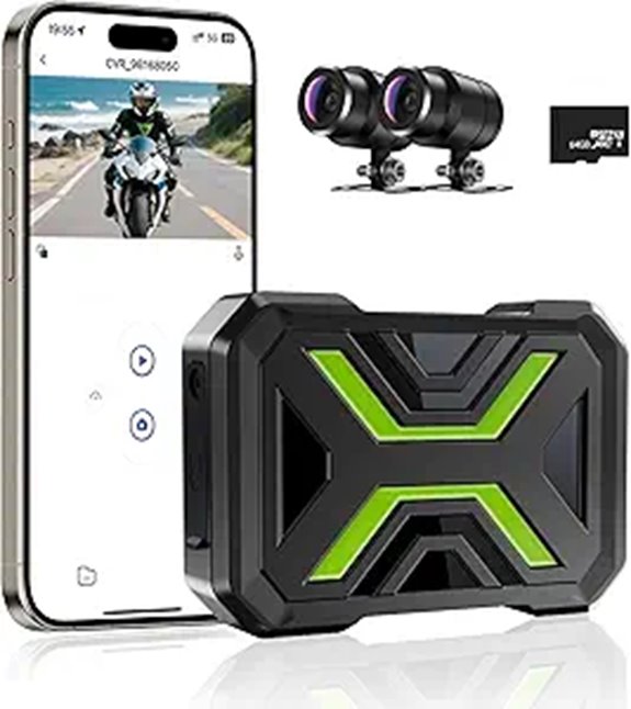 Motorcycle Dual 1080p Dash Cam with 64GB SD Card