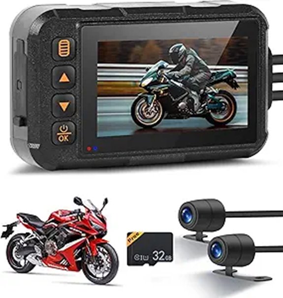 Motorcycle Dual Channel Dash Cam with HD IPS Screen