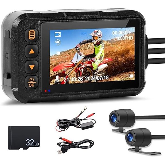 CAMECHO Motorcycle Dual Dash Cam with Night Vision