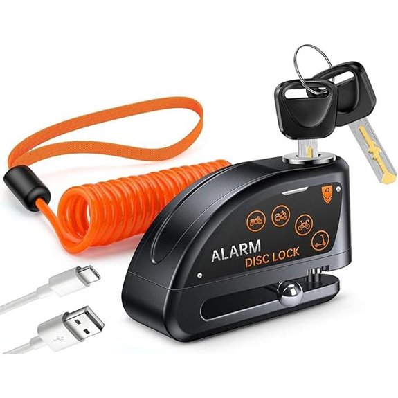 Motorcycle Disc Lock with Alarm and Reminder Cable
