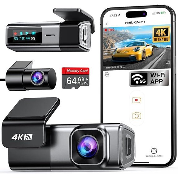 Navycrest 4K Dash Cam with 64GB 5G WiFi