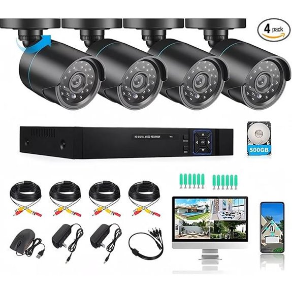 Home Security Camera System with Night Vision and AI Detection