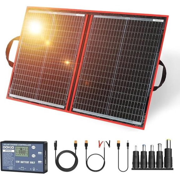 DOKIO 100W Foldable Solar Panel Kit with Controller