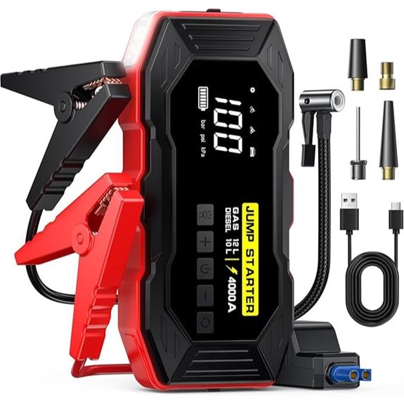 Jump Starter with Air Compressor and LCD Display