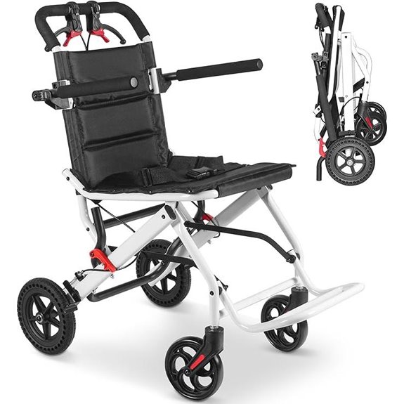 Lightweight Foldable Travel Wheelchair with Handbrake
