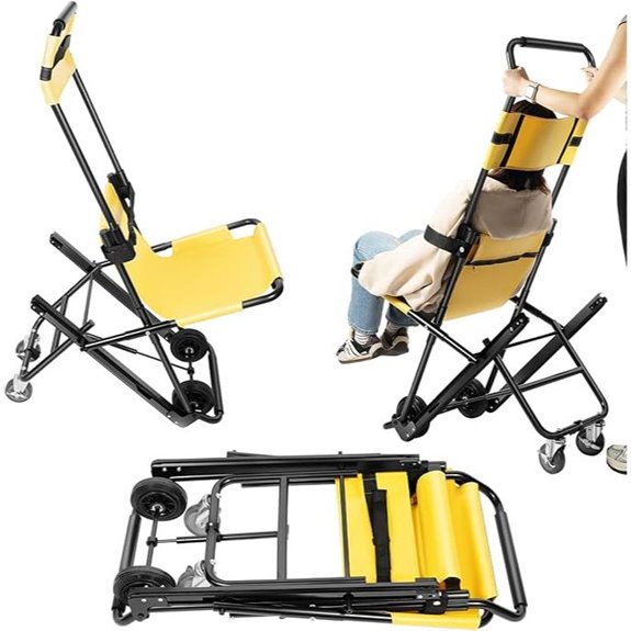 Folding Stair Chair with Wheels and Safety Belts