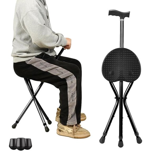 Folding Walking Cane with Seat for Seniors