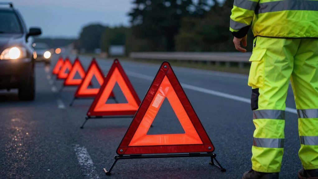 proper reflective triangle placement