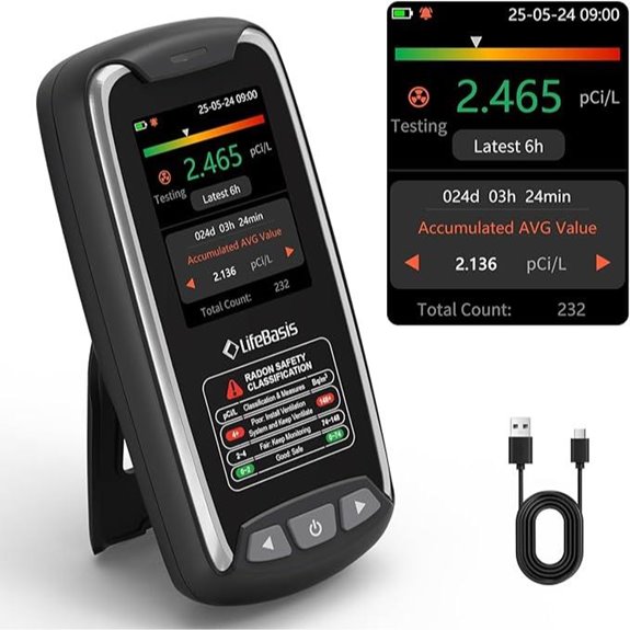 LifeBasis Radon Detector with TFT Display and Alarm