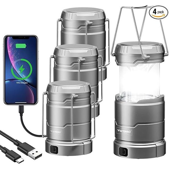 4 Pack Rechargeable Collapsible Camping Lanterns