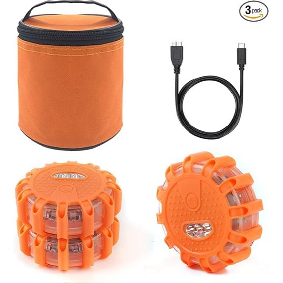 USB Rechargeable LED Road Flares for Vehicles & Boats