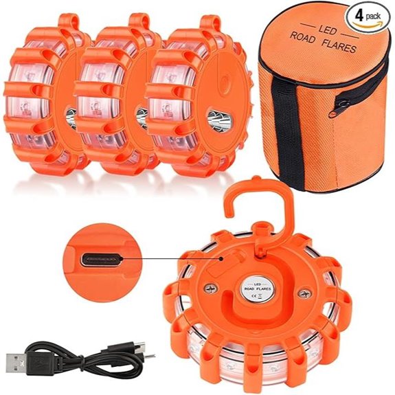 Vancle USB-C Rechargeable LED Road Flares (4 Pack)