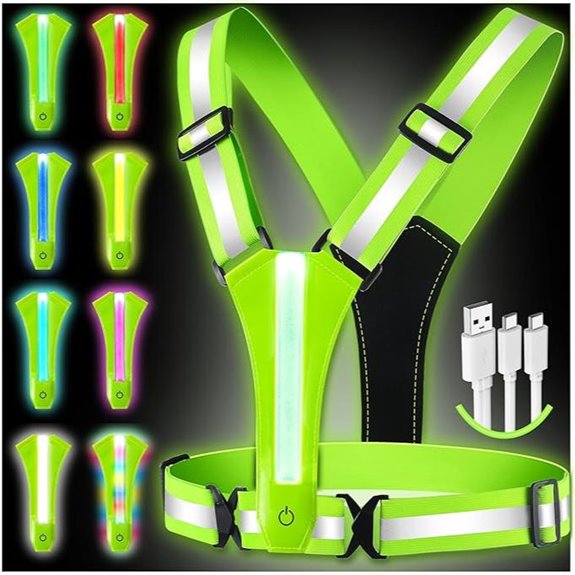 LED Reflective Vest with 8 Lights USB Rechargeable