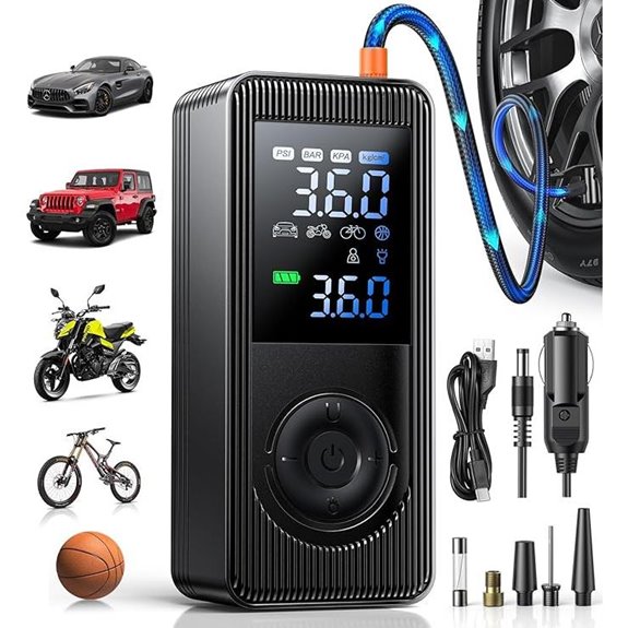 Portable Tire Inflator with Rechargeable Battery