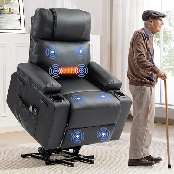 Power Lift Recliner with Massage Heat and Cup Holders