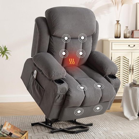 BOSMILLER Power Recliner with Massage Heating USB