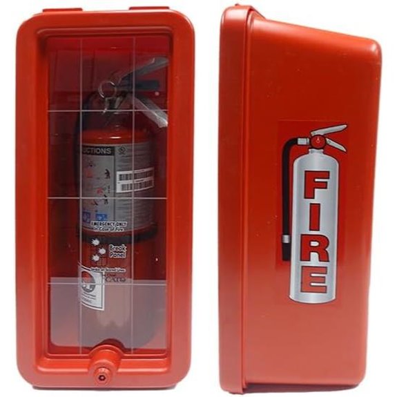 red fire extinguisher cabinet