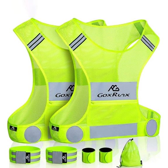 GoxRunx 2 Pack Reflective Running Safety Vest & Armbands